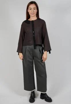 Collared Blouse in Brown Stripe