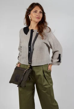 Collared Blouse in Cream Stripe