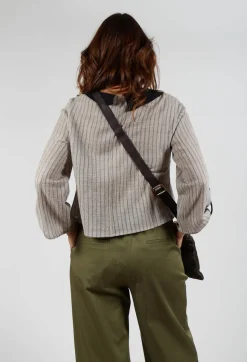 Collared Blouse in Cream Stripe