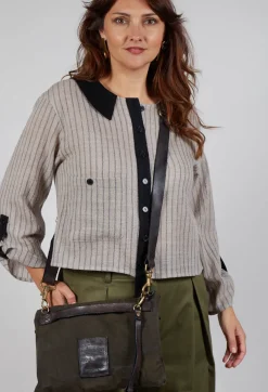 Collared Blouse in Cream Stripe