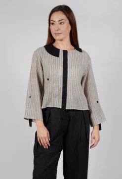 Collared Blouse in Cream Stripe