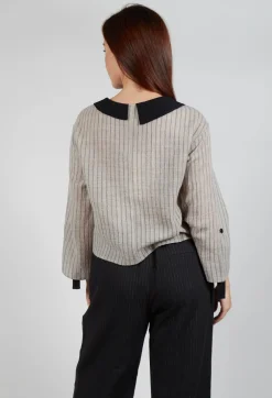 Collared Blouse in Cream Stripe