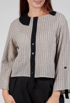 Collared Blouse in Cream Stripe