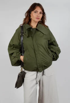 Collared Bomber Jacket in Khaki