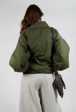 Collared Bomber Jacket in Khaki