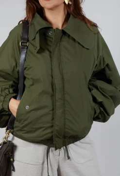 Collared Bomber Jacket in Khaki