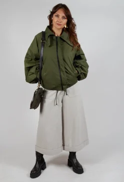 Collared Bomber Jacket in Khaki