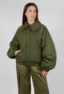 Collared Bomber Jacket in Khaki