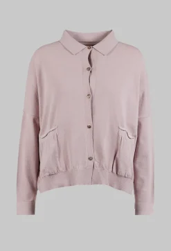 Collared Cardigan in Dusky Pink