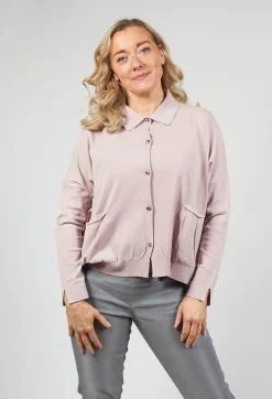 Collared Cardigan in Dusky Pink
