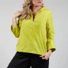 Collared V Neck Top in Lemon