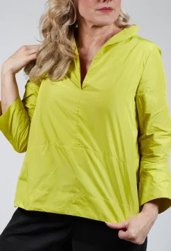 Collared V Neck Top in Lemon