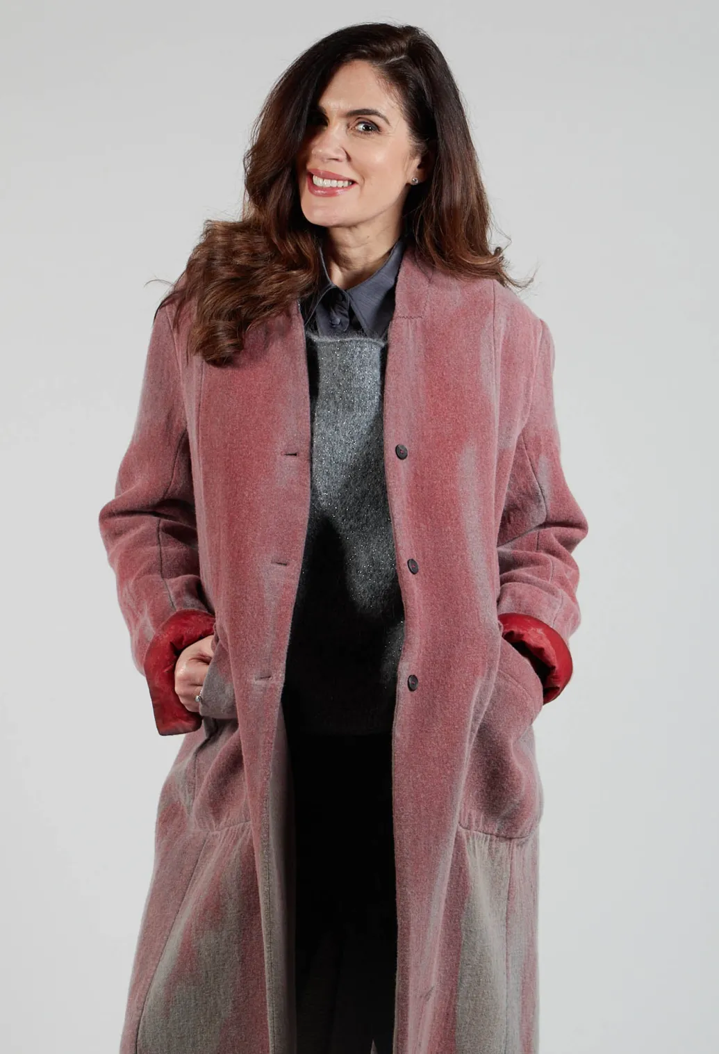 Collarless Coat in Graphite