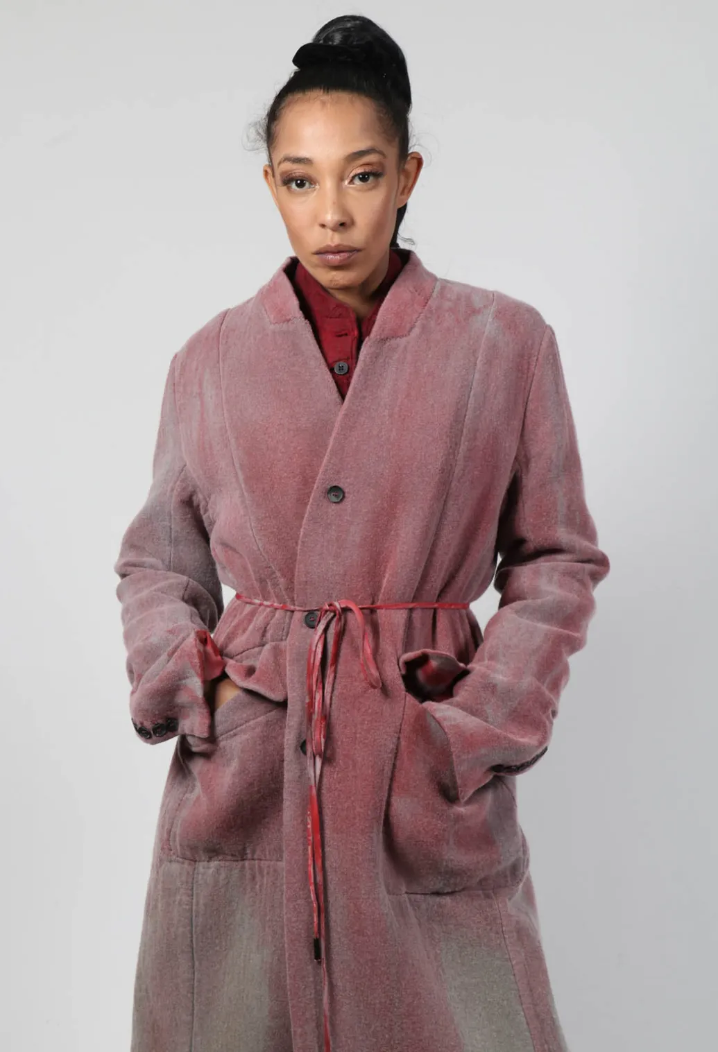Collarless Coat in Graphite