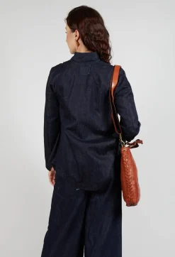 Collarless Jacket in Denim