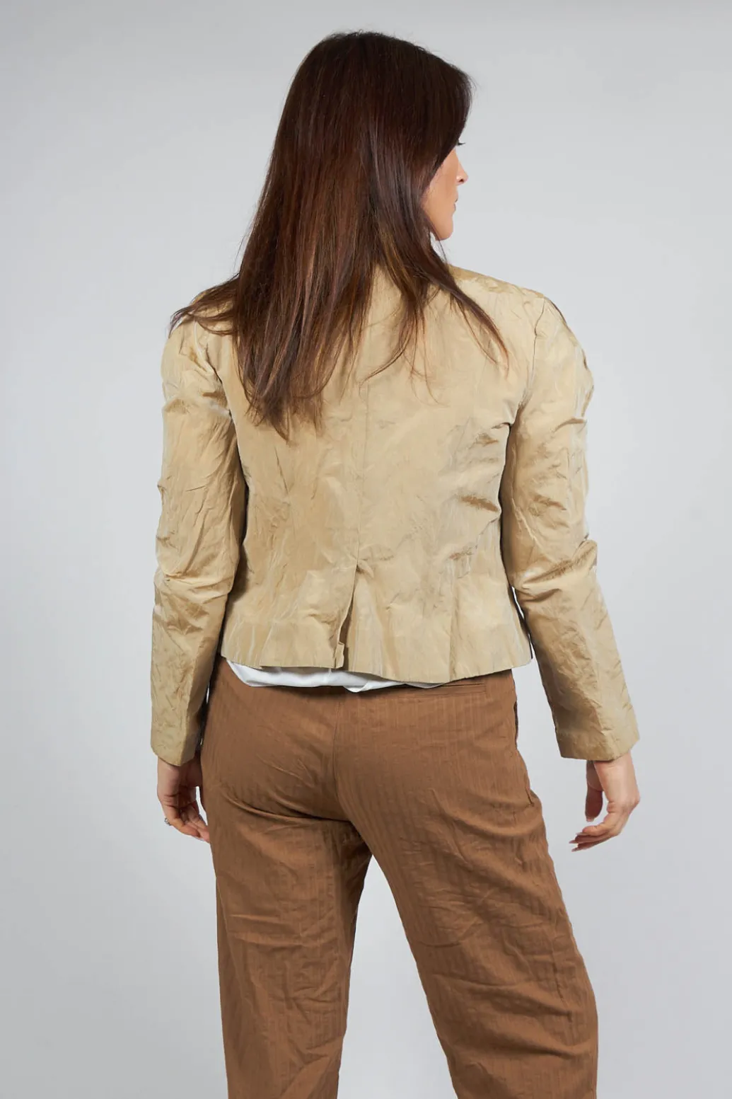 Collarless Jacket in Miele