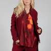 Collarless Liner Cropped Bound Jacket in Blood