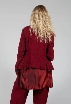Collarless Liner Cropped Bound Jacket in Blood