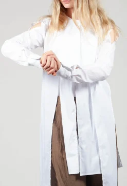 Collarless Shirt Chianti in Bianco