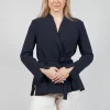 Collarless Tailored Jacket in Navy