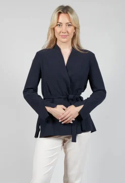 Collarless Tailored Jacket in Navy