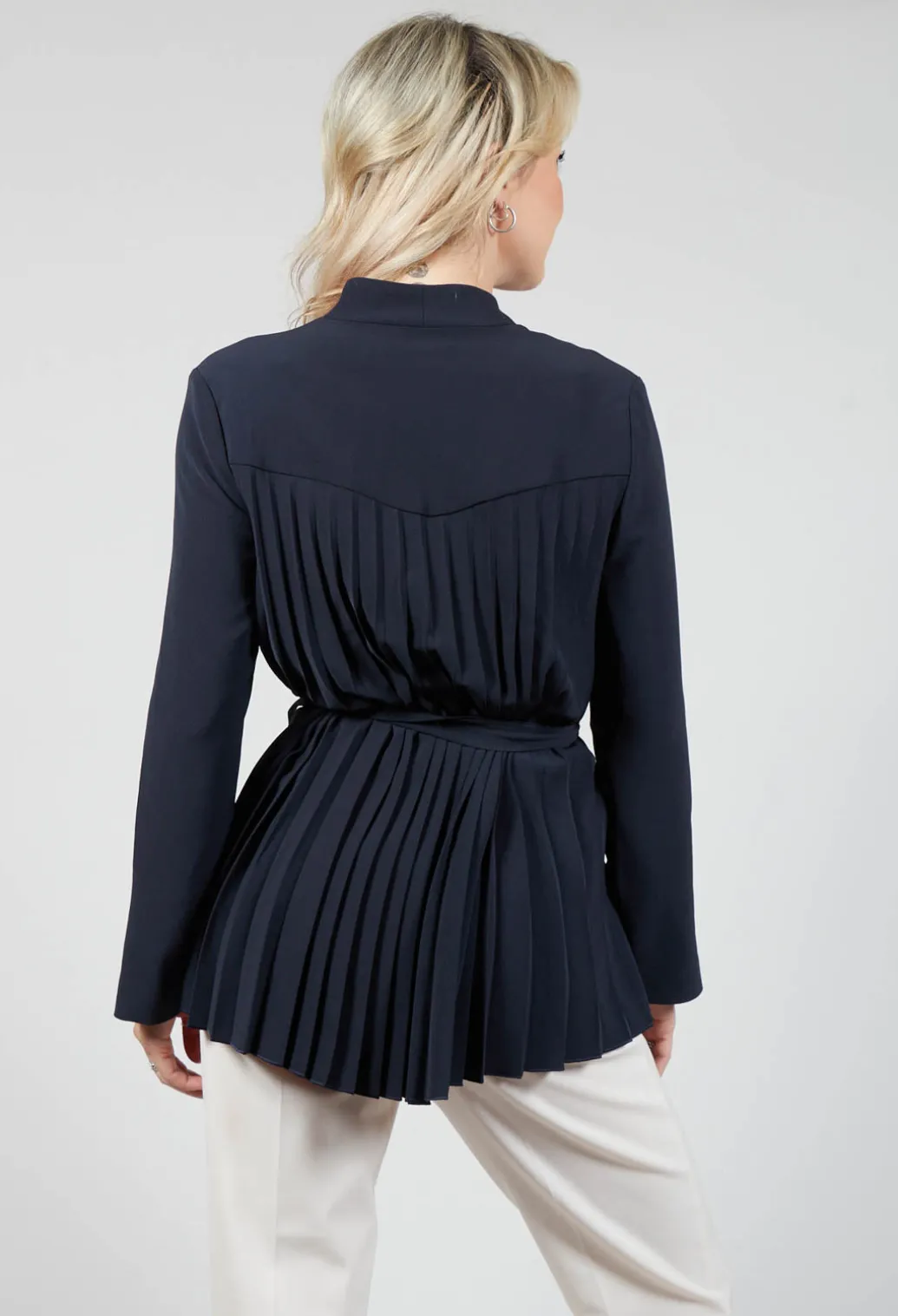Collarless Tailored Jacket in Navy