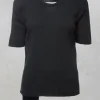 Colmar Jersey T Shirt with Ribbed Effect in Black