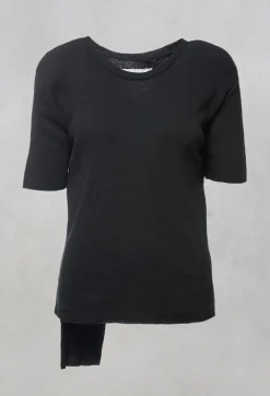 Colmar Jersey T Shirt with Ribbed Effect in Black