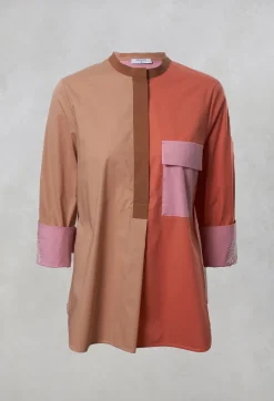 Colourblock Blouse in Light Brown