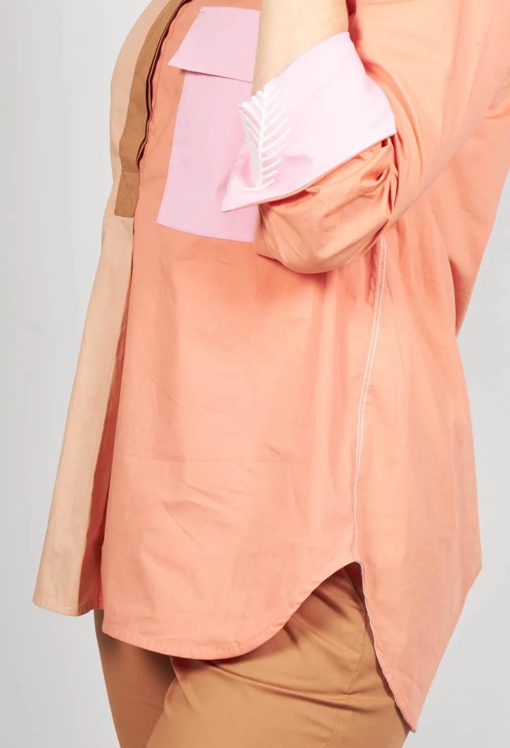 Colourblock Blouse in Light Brown