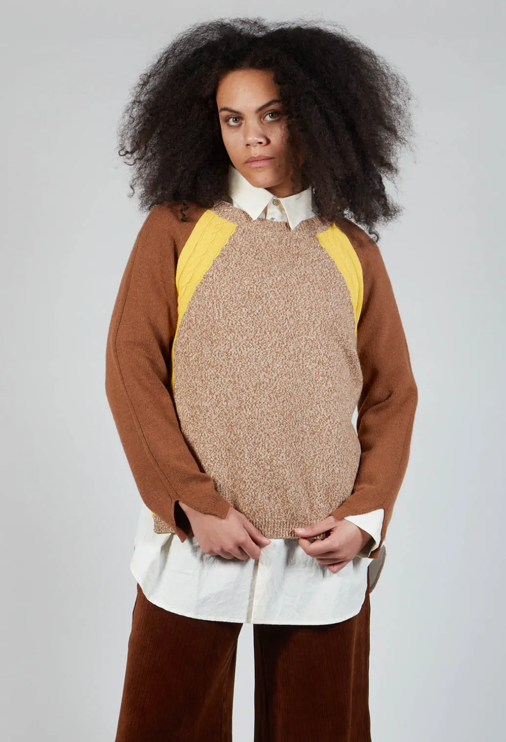 Colourblock Jumper in Brown