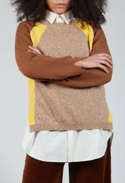 Colourblock Jumper in Brown