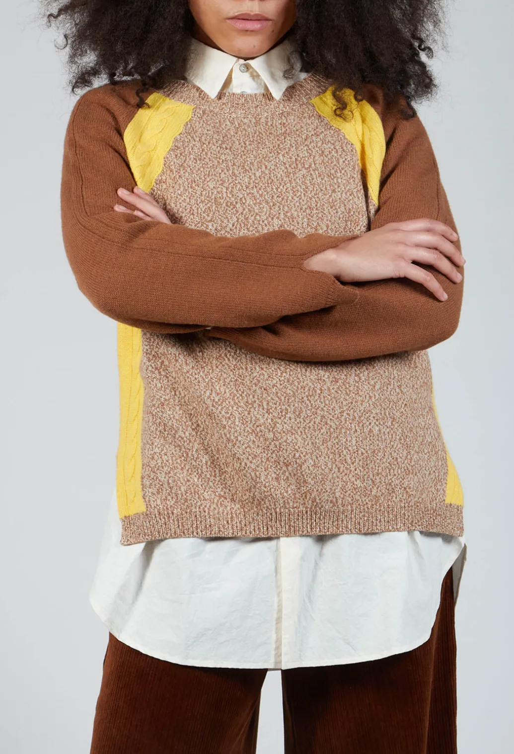 Colourblock Jumper in Brown
