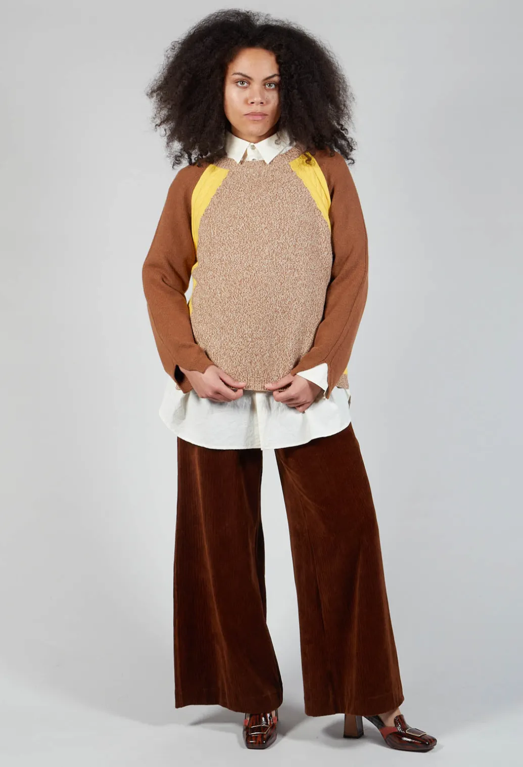 Colourblock Jumper in Brown