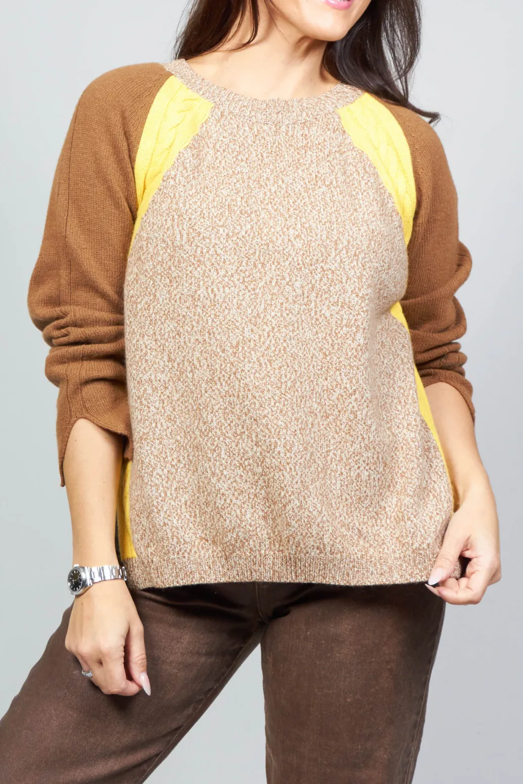 Colourblock Jumper in Brown