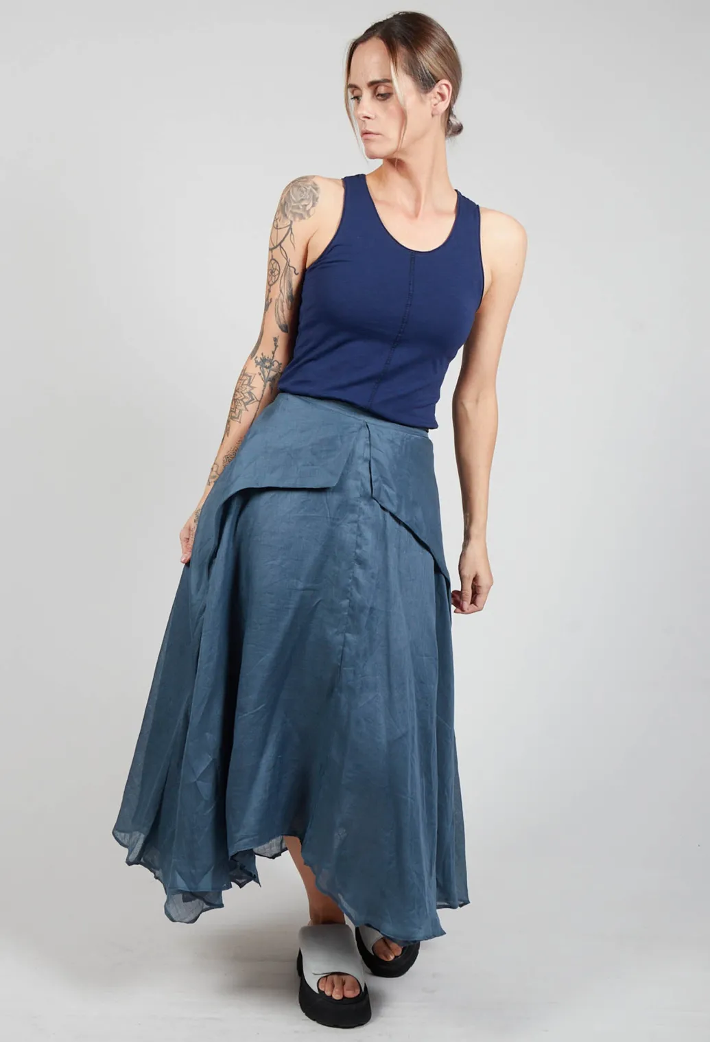 Confiante Full Maxi Skirt in Ardoise