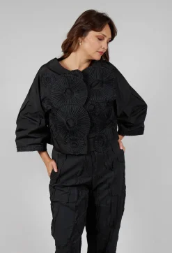 Contrast Cropped Jacket in Black
