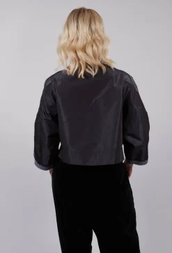 Contrast Cropped Jacket in Anthracite