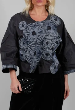 Contrast Cropped Jacket in Anthracite