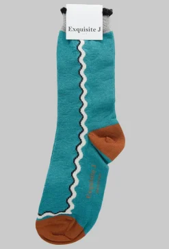 Contrast Detail Socks in Teal