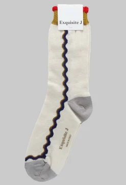 Contrast Detail Socks in Cream