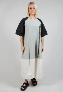 Contrast Dress in Light Grey