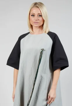 Contrast Dress in Light Grey