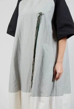 Contrast Dress in Light Grey