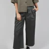 Contrast Hem Cotton Trousers in Grey
