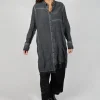 Contrast Hem Shirt Dress in Coal Cloud
