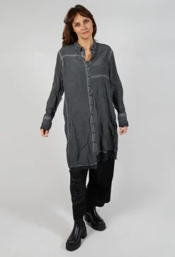 Contrast Hem Shirt Dress in Coal Cloud