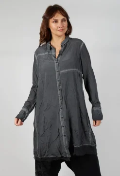 Contrast Hem Shirt Dress in Coal Cloud