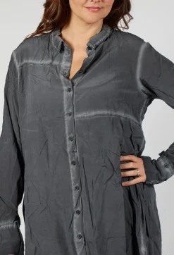 Contrast Hem Shirt Dress in Coal Cloud