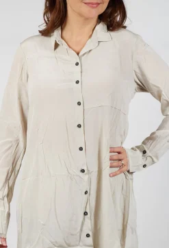 Contrast Hem Shirt Dress in Eraser
